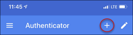 Two-Factor Authentication - Plus Button in Google Authenticator